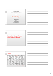 Power Quality - 3 Harmonics - design of power factor correction