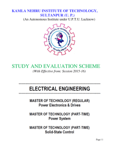 M.Tech Electrical Engineering Starting Session 2015-16