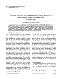 High input impedance voltage-mode lowpass, bandpass, highpass