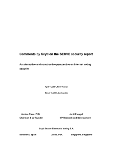 Comments by Scytl on the SERVE security report v1.1