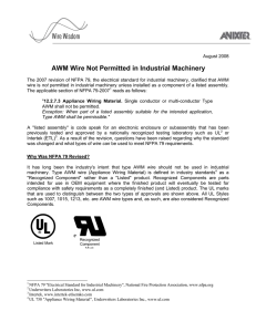 AWM Wire Not Permitted in Industrial Machinery