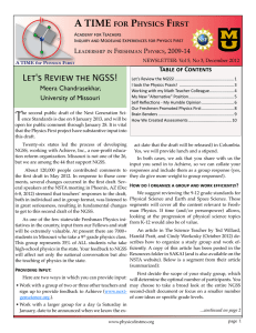 PFNewsletter Dec12C - A TIME for Physics First