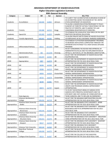 ARKANSAS DEPARTMENT OF HIGHER EDUCATION Higher