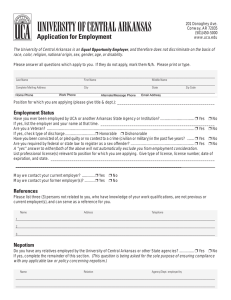 Application - University of Central Arkansas