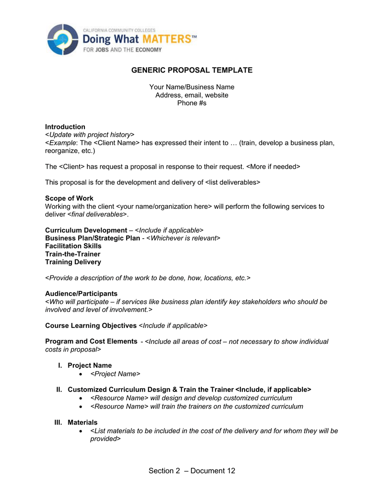 Section 22 – Document 222 GENERIC PROPOSAL TEMPLATE Regarding Course Proposal Template