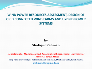 wind power resources assessment, design of grid connected wind