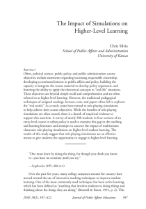 The Impact of Simulations on Higher-Level Learning