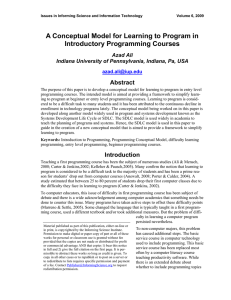 A Conceptual Model for Learning to Program in Introductory