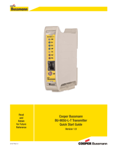 Cooper Bussmann BU-905U-L-T Transmitter Quick Start Guide