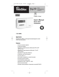 9420 User Manual - Robertshaw Climate