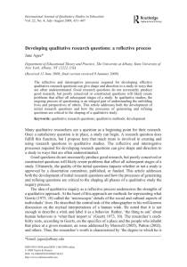 Developing qualitative research questions: a reflective process