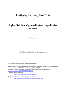 A pluralist view of generalization in qualitative research