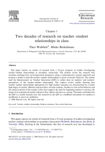 Two decades of research on teacher–student relationships in class