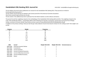 Handelsblatt-VWL-Ranking 2013: Journal list