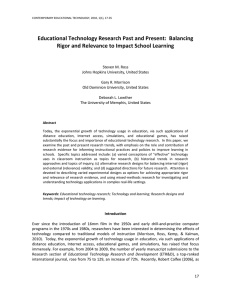 Educational Technology Research Past and Present: Balancing