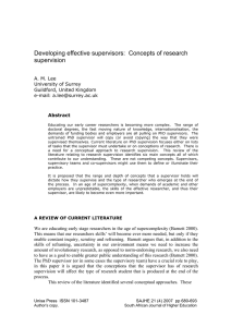 Developing Effective Supervisors: Concepts of Research Supervision