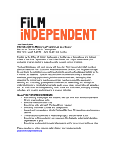 International Film Mentoring Lab Coordinator