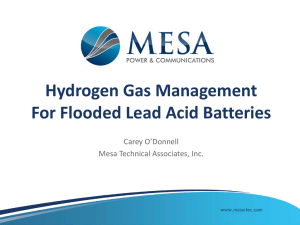 Hydrogen Gas Management For Flooded Lead Acid Batteries