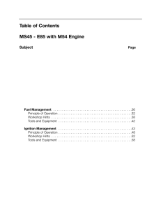 Table of Contents MS45 - E85 with M54 Engine