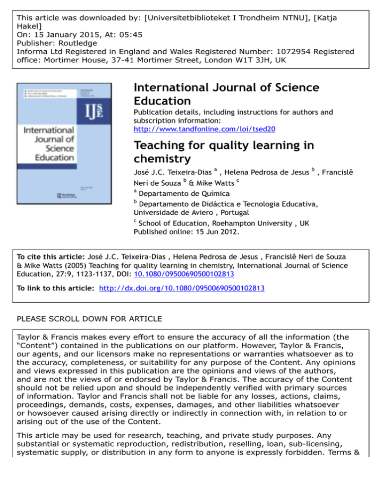 International Journal of Science Education, 27
