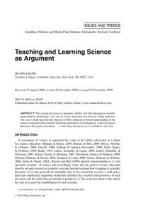 Teaching and learning science as argument