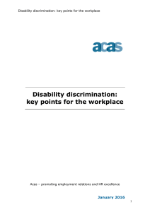 Disability discrimination: key points for the workplace