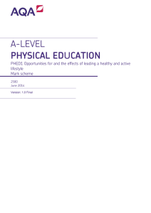 A level Physical Education Mark scheme Unit 01