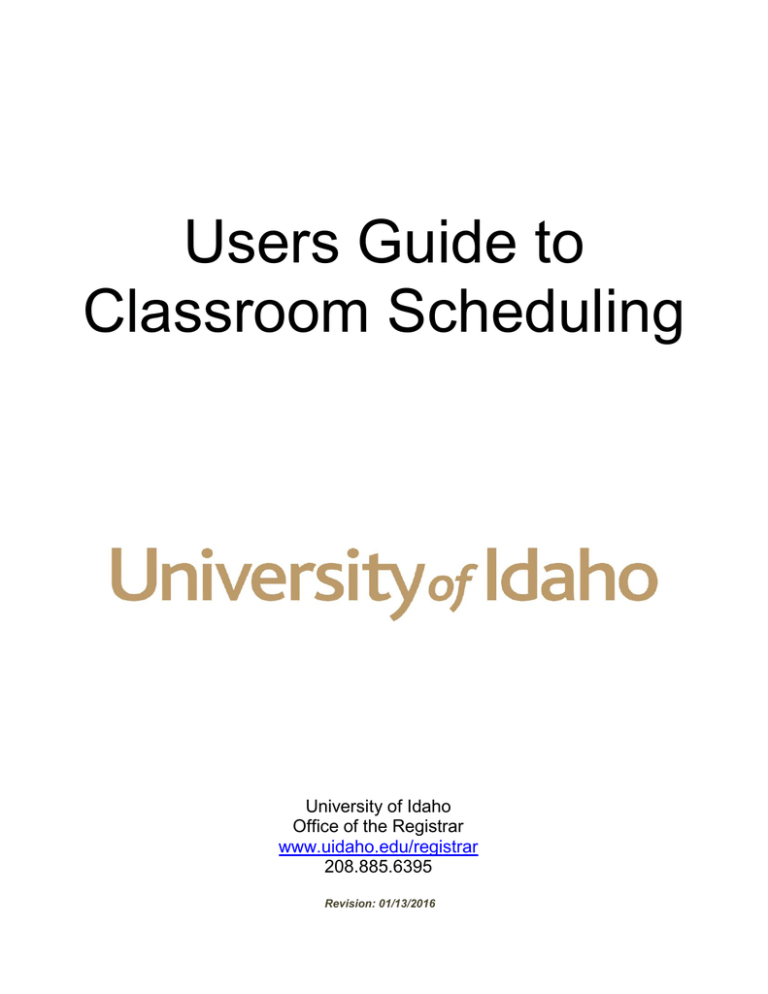 Scheduling Handbook University of Idaho