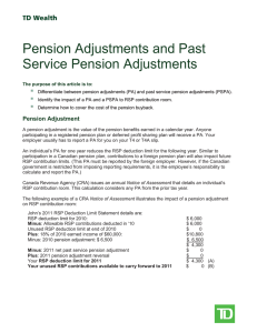 Pension Adjustments and Past Service Pension Adjustments