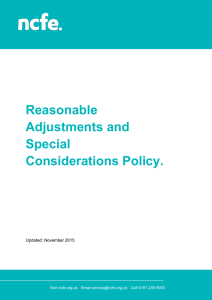 Reasonable Adjustments and Special Considerations Policy.