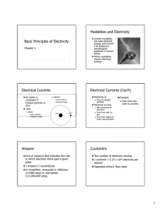 Basic Principles of Electricity Modalities and Electricity Electrical