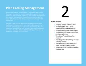 Plan Catalog Management