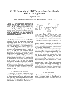 60 GHz Bandwidth InP HBT Transimpedance Amplifiers for