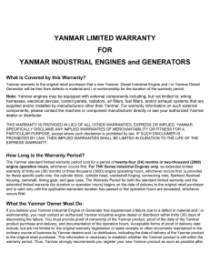 Yanmar Industrial New LTD Warranty