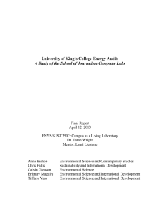 University of King`s College Energy Audit: A