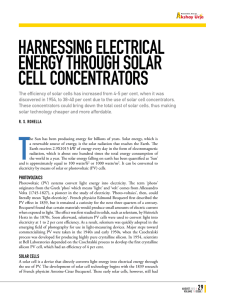 harnessing electrical energy through solar cell concentrators