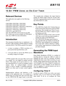 Relevant Devices Introduction Key Points Generating the PWM Input