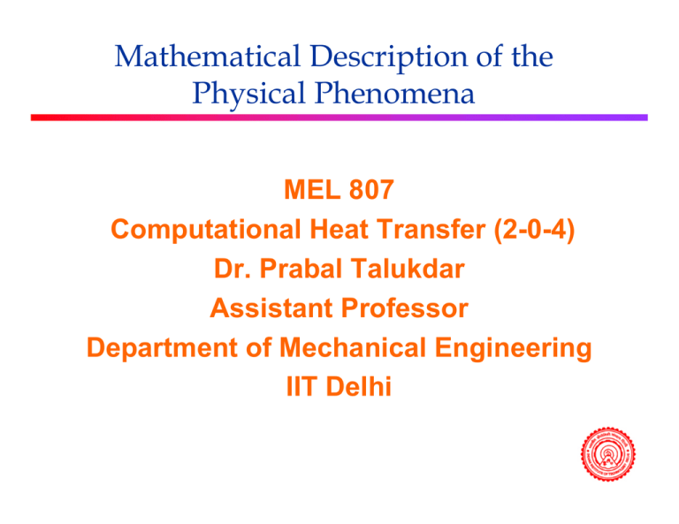 Mathematical Description Of The Physical Phenomena