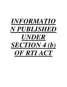 INFORMATIO N PUBLISHED UNDER SECTION 4 (b) OF RTI
