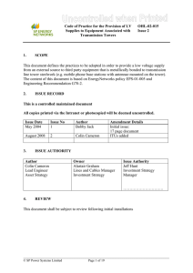 Code of Practice for the Provision of LV Supplies to Equipment