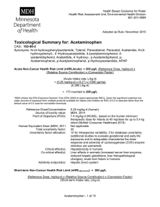 Toxicological Summary for Acetaminophen