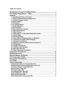 Table of Contents Residential Living Fire Safety Policy