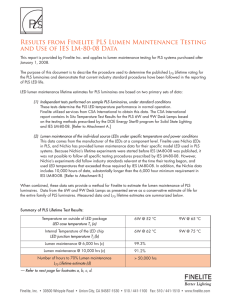 Results from Finelite PLS Lumen Maintenance Testing and Use of