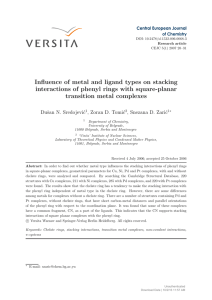 Influence of metal and ligand types on stacking