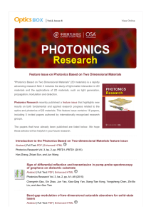 Feature Issue on Photonics Based on Two Dimensional Materials