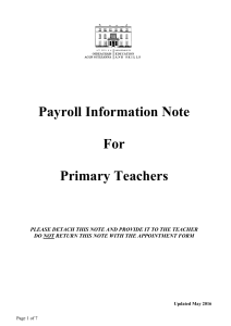 Payroll Information Note for Teachers 2016