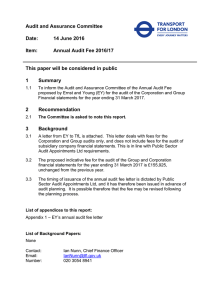 Audit and Assurance Committee Date: 14 June 2016 Item: Annual