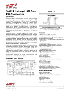 Si4421 Data Sheet -- Universal ISM Band FSK Tranceiver