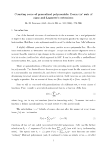 Counting zeros of generalized polynomials: Descartes` rule of signs