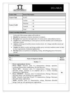 Course Title Power Electronics Course Code EL422 Course Credit